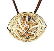 Carica l'immagine nel visualizzatore di Gallery, Legisdream Collana Cuoio Marrone con Ciondolo Oro Scritta Doctor Strange...