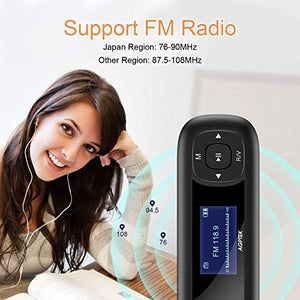 AGPTEK - Lettore MP3 Bluetooth, 16 GB, con funzione orologio USB Noir U3