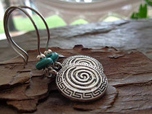 Carica l&#39;immagine nel visualizzatore di Gallery, ✿ SPIRALE BOHO ETNO NATURAL STONE ✿ orecchini gancio lunghe con rondella di...