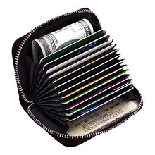 Carica l'immagine nel visualizzatore di Gallery, Meowoo RFID Porta Carte Credito Portafoglio Donne Uomo Pelle Cerniera 12 Nero - Ilgrandebazar