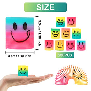 Annhao 30 Pezzi Molle per Bambini, Gadget Compleanno Bambini, Mini Smile Molla Giocattolo, Regalini Fine Festa Compleanno, Bambini Invitati Riempitivi