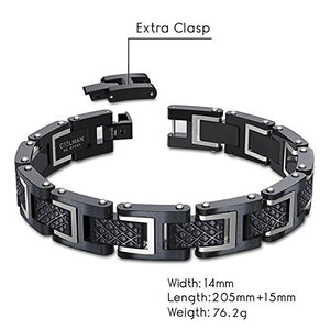 COOLMAN - Bracciale da uomo, Braccialetto in acciaio Argento + Nero - Ilgrandebazar