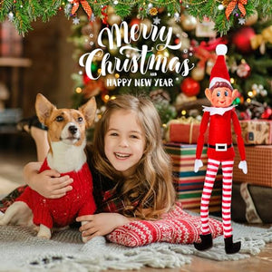 NCKIHRKK Elfo di Natale, 3 Pezzi Elfi Dagli Occhi Blu Elfo Natale Pupazzo, 35 cm Corpo Morbido e Viso in Vinile Elfo Dispettoso di Natale, con Cappello, Peluche Elfo Rosso