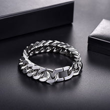 Carica l&#39;immagine nel visualizzatore di Gallery, PROSTEEL Bracciale Uomo a Catena Cubana Grossa Robusta, Argento - 17 Mm - Ilgrandebazar