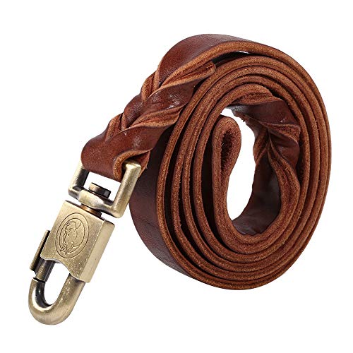DaMohony - Guinzaglio per Cani in Morbida Pelle con Catena 2.5*150CM