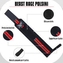 Carica l&#39;immagine nel visualizzatore di Gallery, BEAST RAGE Polsiere Palestra Sollevamento Fasce da Polso Cinghie Donna &amp; Uomo Polsini Palestra Per Gym Bodybuilding Crossfit Calistenics,Polsini, bendaggi per il polso