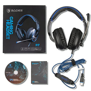 SADES R7 Gaming Headset, USB Headset Cuffie da gioco stereo per Nero