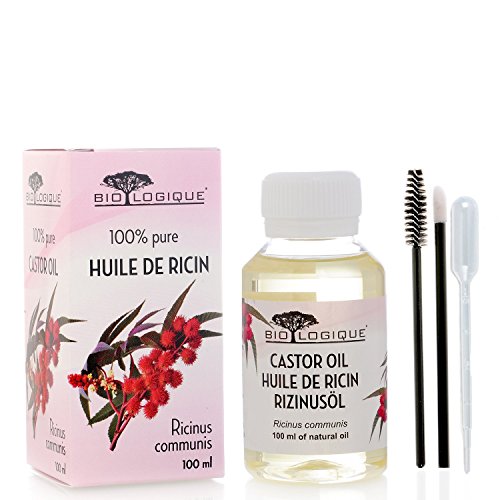 100ml - Olio di Ricino Puro 100% Spremuto a Freddo | Stimola la Crescita di Capelli, Ciglia e Sopracciglia, Barba e Unghie | Perfetto come Regalo | Con un Set di Pennelli e Pipetta