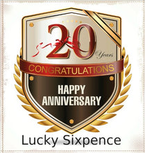 Carica l&#39;immagine nel visualizzatore di Gallery, Oaktree Gifts - Portafortuna 6 pence in argento per 20° anniversario di nero - Ilgrandebazar