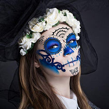 Carica l'immagine nel visualizzatore di Gallery, ZERHOK Halloween Tatuaggi di Faccia,8 PCS Halloween Tatuaggi Temporanei Moda Decorazione Festa a Tema Halloween Festa in Festa di Trucco