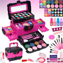 Carica l'immagine nel visualizzatore di Gallery, Valigetta Trucchi Bambina Giochi Bambina - Sicuro e lavabile trucchi bambina anallergici, Borsa set trucchi bambina reale, Principessa Compleanno regalo bambina 4 5 6 7 8 9 anni (Rosa)