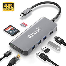 Carica l'immagine nel visualizzatore di Gallery, ABASK Hub USB C Adattatore 8 in 1 Tipo C con HDMI 4K, Porta Ethernet RJ45, 3...