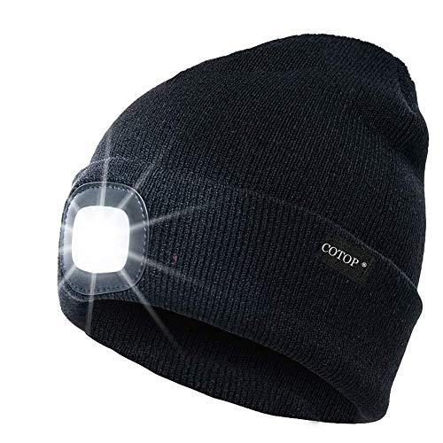 COTOP Cappello Uomo Illuminato Berretto 4 LED, con Luce LED Nero