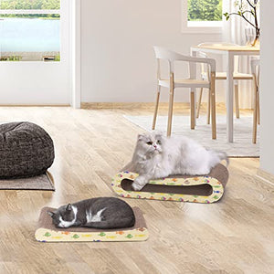 Nobleza 2 in 1 Tiragraffi per Gatti Cartone con Erba gatta, Graffiatoio in Cartone Ondulato Reversibile per Proteggere Mobili