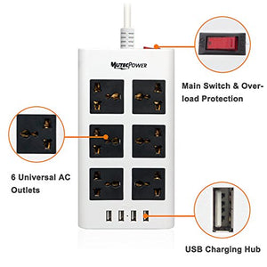 MutecPower Universale multipresa Ciabatta con 6 Prese e 4 Porte USB Spina EU - Ilgrandebazar