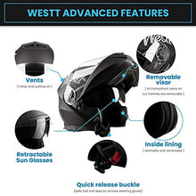 Carica l&#39;immagine nel visualizzatore di Gallery, Westt Torque X · Casco Modulare Moto Nero Opaco Doppia M (57-58cm), - Ilgrandebazar