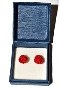 Orecchini rose rosse chiodini gioielli a perno regalo per lei all'uncinetto...