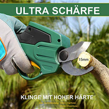 Carica l&#39;immagine nel visualizzatore di Gallery, TECCPO Cesoie da Giardino, 7.2V Forbici a Batteria, 15-22mm Diamerto di...