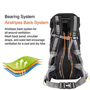 SKYSPER 50L Zaino da Treking, Impermeabile con Copertura della Nero