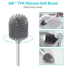 Carica l'immagine nel visualizzatore di Gallery, Scopino per WC, Spazzolone WC Silicone, EWEIMA Scopettino WC con Supporti ad Asciugatura Rapida, Scovolino WC in Silicone Morbido, Montaggio Parete/in Piedi, Set di Spazzole per WC in Silicone, Grigio