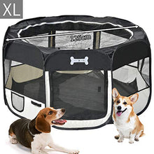Carica l'immagine nel visualizzatore di Gallery, MC Star Oxford Pieghevole Box per Cani 125 x 125 x 64 cm (L x W x H), nero - Ilgrandebazar