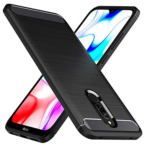 Peakally Cover Xiaomi Redmi 8, Fibra di Carbonio Morbido TPU Custodia Nero - Ilgrandebazar