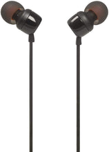 Carica l'immagine nel visualizzatore di Gallery, JBL T110 Cuffie In Ear con Microfono, Cavo Piatto Antigroviglio, Comando a un pulsante, JBL Pure Bass Sound, Nero