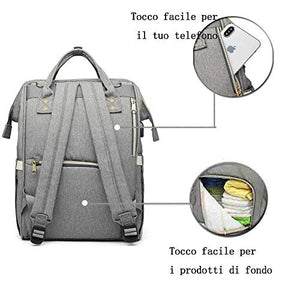 Zaino Mamma Multifunzione Neonato Fasciatoio Bambino Impermeabile Light Gray - Ilgrandebazar
