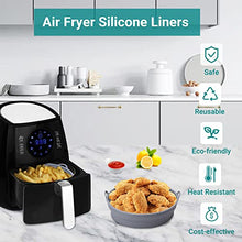 Carica l&#39;immagine nel visualizzatore di Gallery, Alyvisun 2 Pezzi Accessori in Silicone per Air Fryer Teglie per Friggitrice ad Aria Contenitori Cestello Riutilizzabile Rotondo Tappetino Stampi per Airfryer, Microonde, Forno (Grigio)