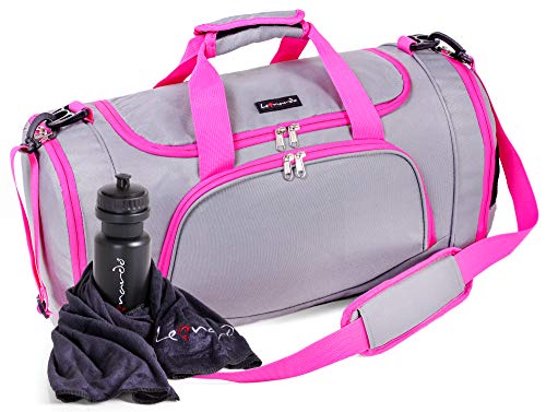 Leonardo - Borsa per lo sport Borsone Palestra Sportivo in Grigio/Rosa