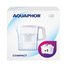 Carica l'immagine nel visualizzatore di Gallery, AQUAPHOR Compact Caraffa per filtro dell'acqua del frigorifero, include 1 cartuccia filtro Maxfor+ per ridurre calce, cloro e metalli pesanti, plastica, volume 2,4 L, bianco