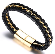 Carica l&#39;immagine nel visualizzatore di Gallery, Halukakah ● Onore ● Bracciale Uomo in Vera Pelle Cuoio con Catena Titanio... - Ilgrandebazar