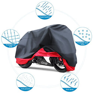 GHB XXL Coprimoto Telo Motociclo Copri Scooter Impermeabile Nero Rosso