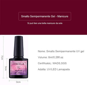Coscelia kit 10pc semipermanenti per unghie il Top coat il Base coat e il Matt Top coat Smalto per Unghie gel semipermanente gel ricostruzione unghie