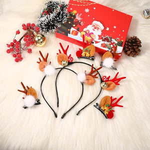 4PCS Cerchietto Natale Fermagli per Capelli Natale, Cerchietto Renna e Mollette Capelli con Corna Renna, Cerchietti Natalizi Fermagli Capelli Accessori Capelli Natale Accessori Natalizi Donna Bambina