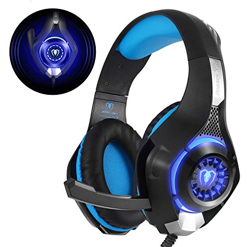 Beexcellent GM-1, Cuffie Gaming con microfono da Gioco Bass Nero/Blu