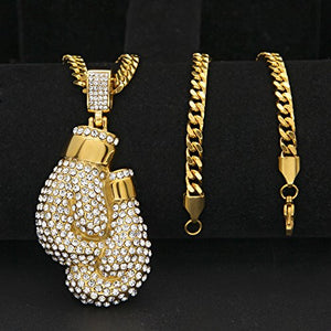Milky Way, collana con zirconi placcata oro, guanti da boxe, unisex,... - Ilgrandebazar