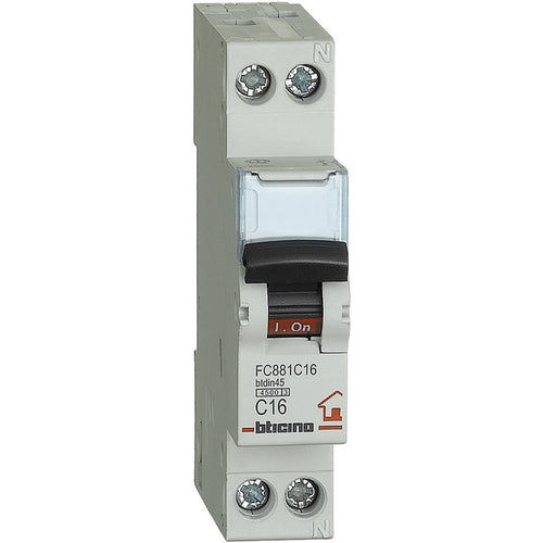 BTicino SFC881C16 FP btdin45 Interruttore, Magnetotermico, C16, 1P+N, 1 16 A - Ilgrandebazar
