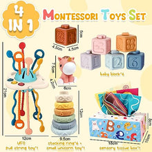 Carica l&#39;immagine nel visualizzatore di Gallery, Auezona Giochi Montessori 6-9 Mesi, 4 in 1, Neonati, Bambini con UFO, Giocattoli Blocchi di Costruzione Impilabili 3 6 9 12 Mesi 1 2 3 Anno