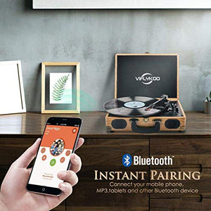 VIFLYKOO Giradischi, Giradischi vintage con 3 velocità 33/45/78 RPM Vinyl...