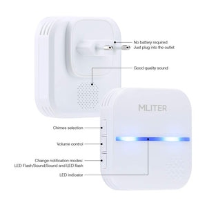 Campanello Senza Fili Batterie di MLITER 1 Trasmettitore + 2 Ricevitori - Ilgrandebazar