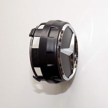 Carica l&#39;immagine nel visualizzatore di Gallery, UG 4X Tappi Coprimozzo 75mm Logo Mercedes Nero Rialzato AMG Classe A B C - Ilgrandebazar