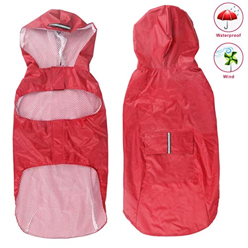 Idepet - Mantella per cani con cappuccio e foro il XXXXXXL, Rosso