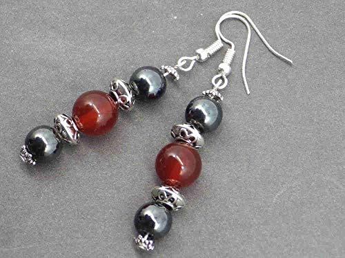 Orecchini di Thurcolas Venezia con perle dell'ematite e dell'agata rossa