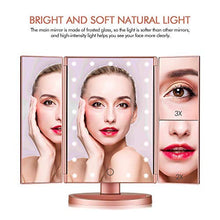 Carica l&#39;immagine nel visualizzatore di Gallery, Specchio Trucco,HOMI per Il Trucco con Luce 1x / 2X / 3X Oro Rosa