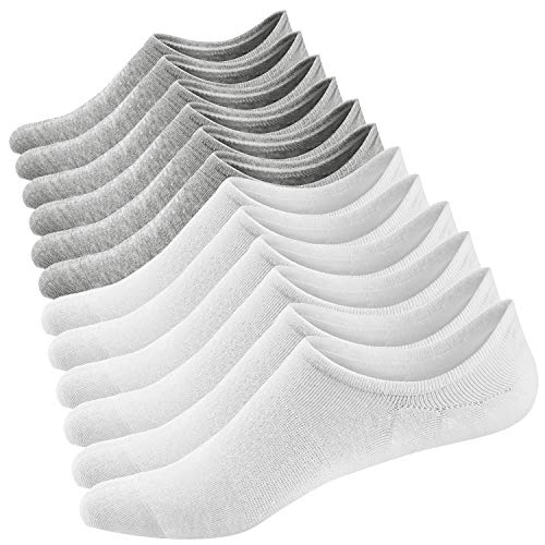 Ueither Calzini Fantasmini da Donna, Calze 36-43, Bianca/Grigio (3 Paia Ogni) - Ilgrandebazar