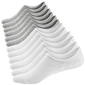 Ueither Calzini Fantasmini da Donna, Calze 36-43, Bianca/Grigio (3 Paia Ogni) - Ilgrandebazar