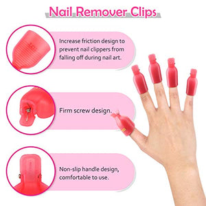 Kit Rimozione Smalto Semipermanente Clip, 10 x Clip per Dita, 6 x rosso04