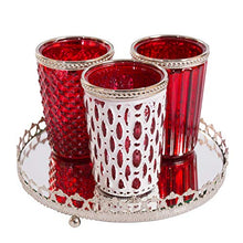 Carica l'immagine nel visualizzatore di Gallery, Home&amp;Decorations - Portacandela in Vetro con Specchio, Rosso, 3,5 x 19 cm Rot - Ilgrandebazar