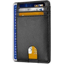 Carica l'immagine nel visualizzatore di Gallery, HELLOCAM Portacarte di Credito da Uomo Portacarte Uomo, Tascabile Portafoglio Uomo Sottile Blocco RFID - Nero Pelle Alta Qualità - Mini Porta Tessere Porta Documenti Porta Carte Di Credito - Regalo